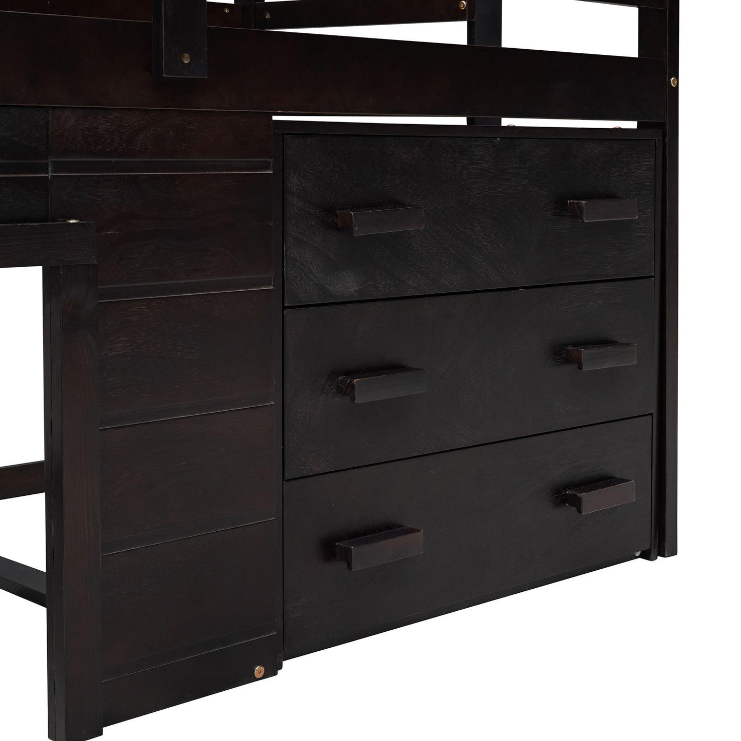 Twin Size Loft Bed With Cabinet And Shelf - Espresso