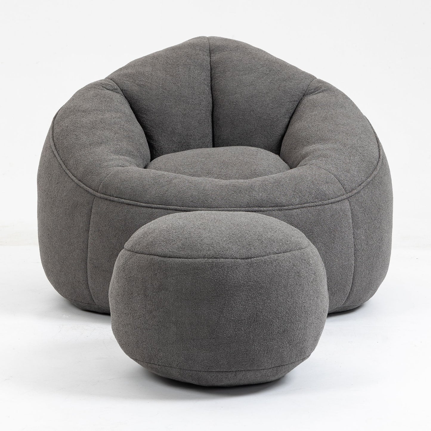 Bedding Bean Bag Sofa Chair High Pressure Foam Bean Bag Chair Adult Material With Padded Foam Padding Compressed Bean Bag With Footrest - Gray