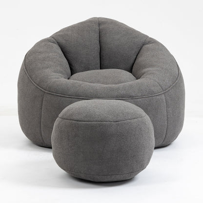 Bedding Bean Bag Sofa Chair High Pressure Foam Bean Bag Chair Adult Material With Padded Foam Padding Compressed Bean Bag With Footrest - Gray