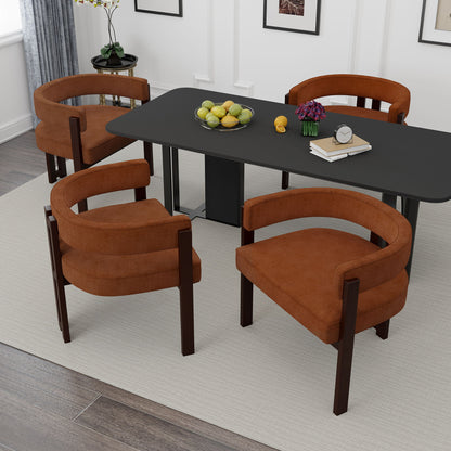 Modern Accent Chair Teddy Upholstered Armchair Open Back 3 Legs Barrel Dining Chair - Orange