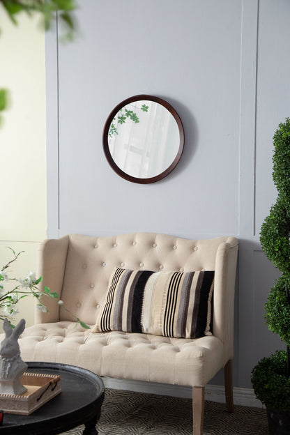 Transitional Decor Style Mango Wood Wall Mirror Wall Decor With Frame Of Solid Mango Wood For Bathroom, Entryway Console Lean Against Wall - Dark Brown