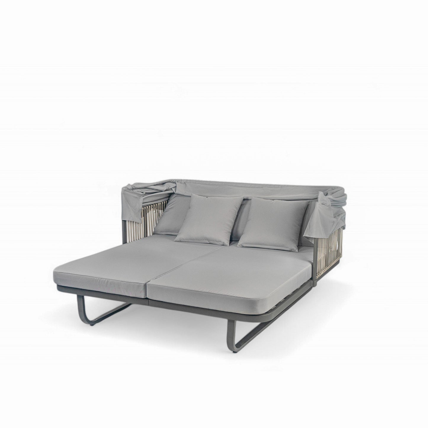 Outdoor Patio Daybed Rattan Daybed Outdoor Sunbed With Detachable Pillows For Patio, Backyard, Pool - Gray