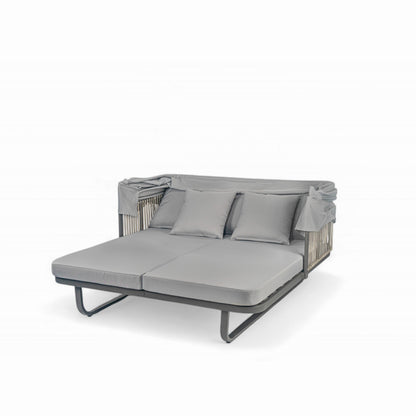 Outdoor Patio Daybed Rattan Daybed Outdoor Sunbed With Detachable Pillows For Patio, Backyard, Pool - Gray