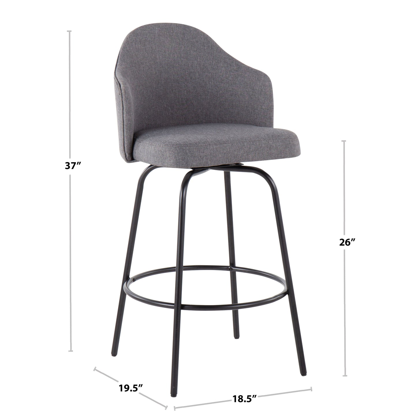 Ahoy - Contemporary Fixed Height Counter Stool (Set of 2) - Black / Gray