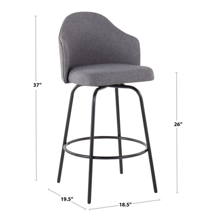 Ahoy - Contemporary Fixed Height Counter Stool (Set of 2) - Black / Gray