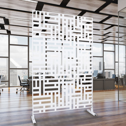 Decorative Freestanding Metal Privacy Screen For Indoor & Outdoor Use - White