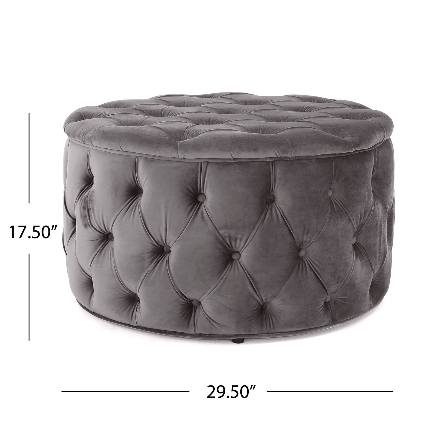 Modern Velvet Ottoman Footstool With Plush Cushioning - Gray