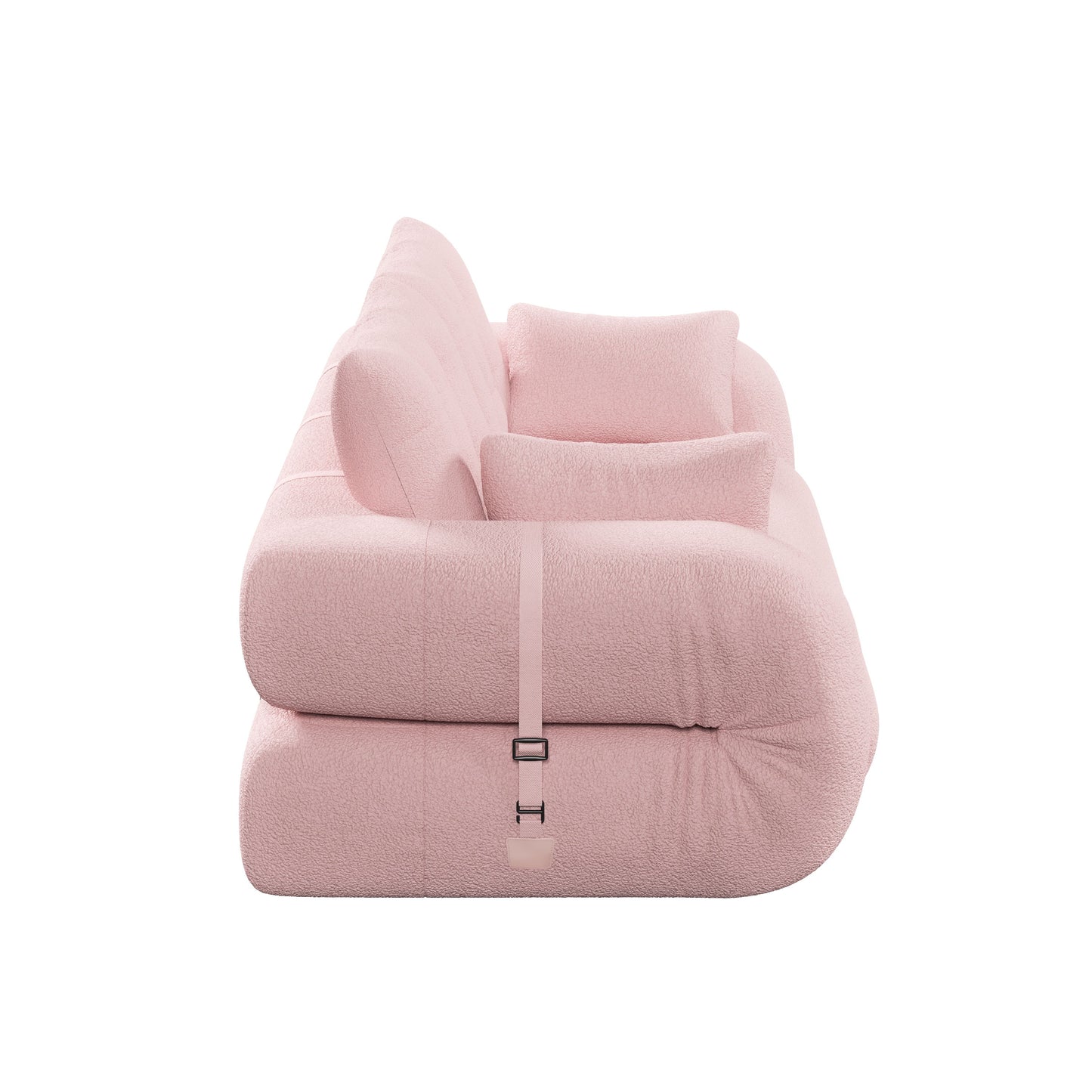 Human Dog Bed, Lazy Sofa Couch, Multifunctional Foldable Sofa Bed, 3 In 1 Teddy Fabric Sleeper Sofa Bed For Living Room Guest Bed, Playroom - Pink