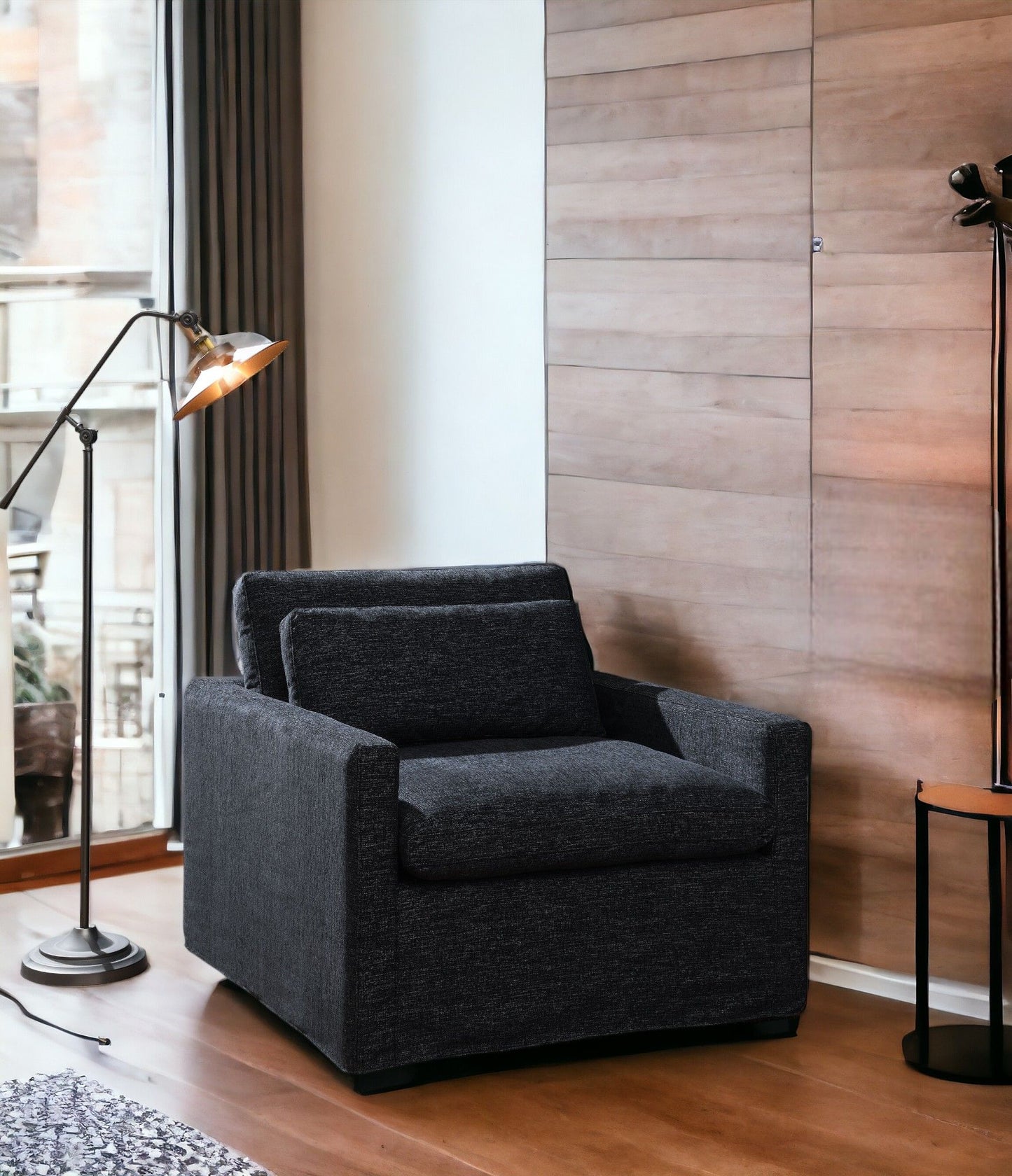 Naveen - Swivel Chair With 1 Toss Pillow - Dark Gray