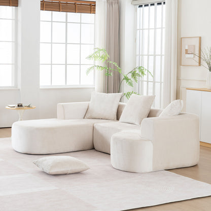 Modular Sectional Sofa With L Shape Chaise, Cloud Sectional Modern Sleeper Couch With Deep Seat, Sponge Compression Sofas - Beige