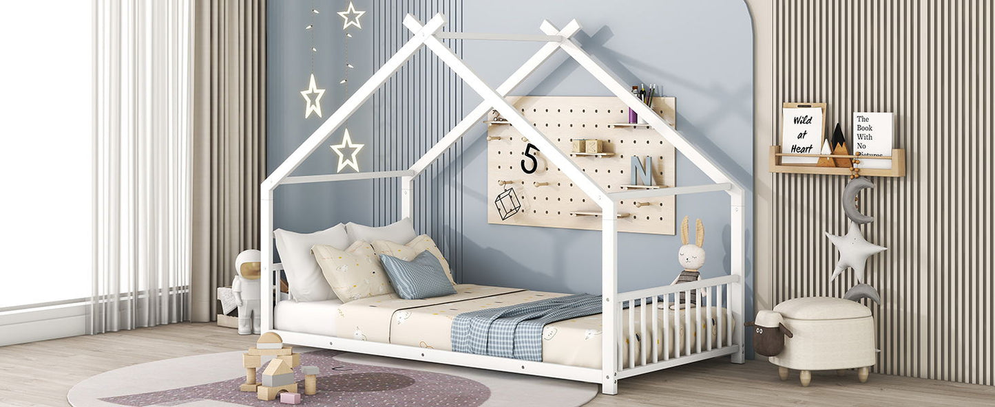 Twin Size House Bed - White