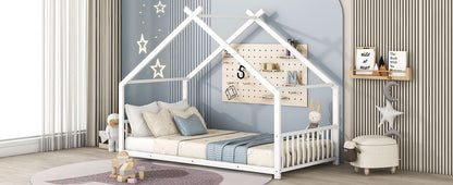 Twin Size House Bed - White