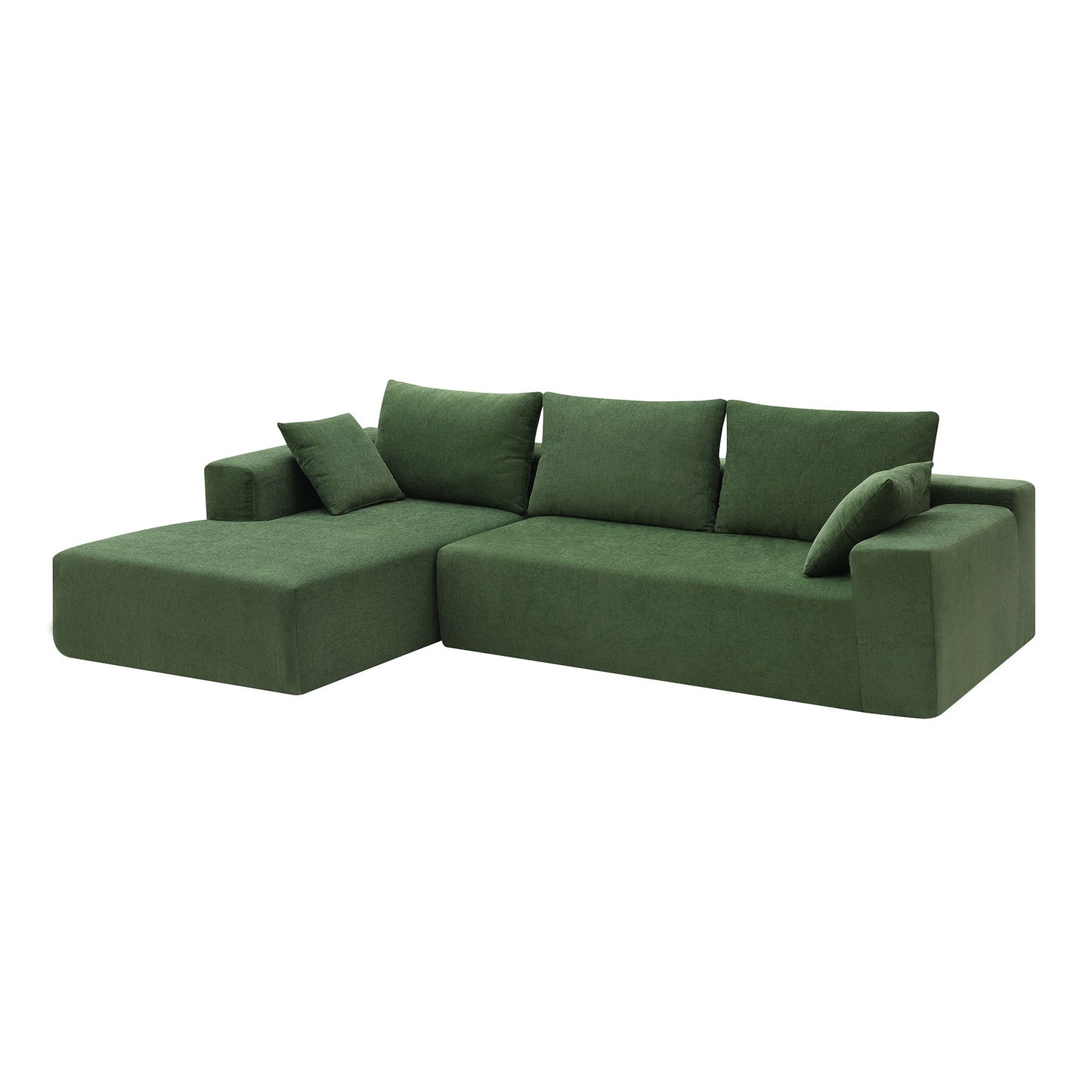 Modular Sectional Living Room Sofa Set, Modern Minimalist Style Couch, Upholstered Sleeper Sofa Salon, 2 Piece Free Combination, L-Shape - Green