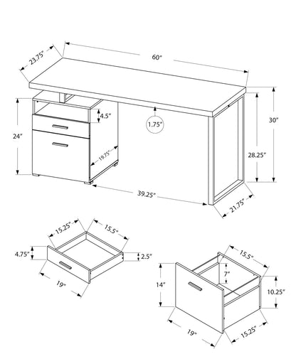 Computer Desk For Home Office, Laptop, Left, Right Set - Up, Storage Drawers, Contemporary & Modern - Espresso