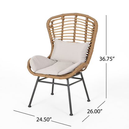 Calypso - Outdoor Chair With Water Resistance Cushion And Iron Frame - Beige