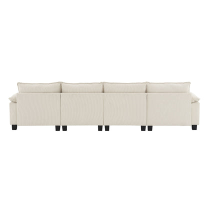 Wide Seat Modular Sectional Bed Sleeper Couch Set With Armrest Pillow 6 Seat, Free Combination Sofa With Ottomans Oversized - Beige