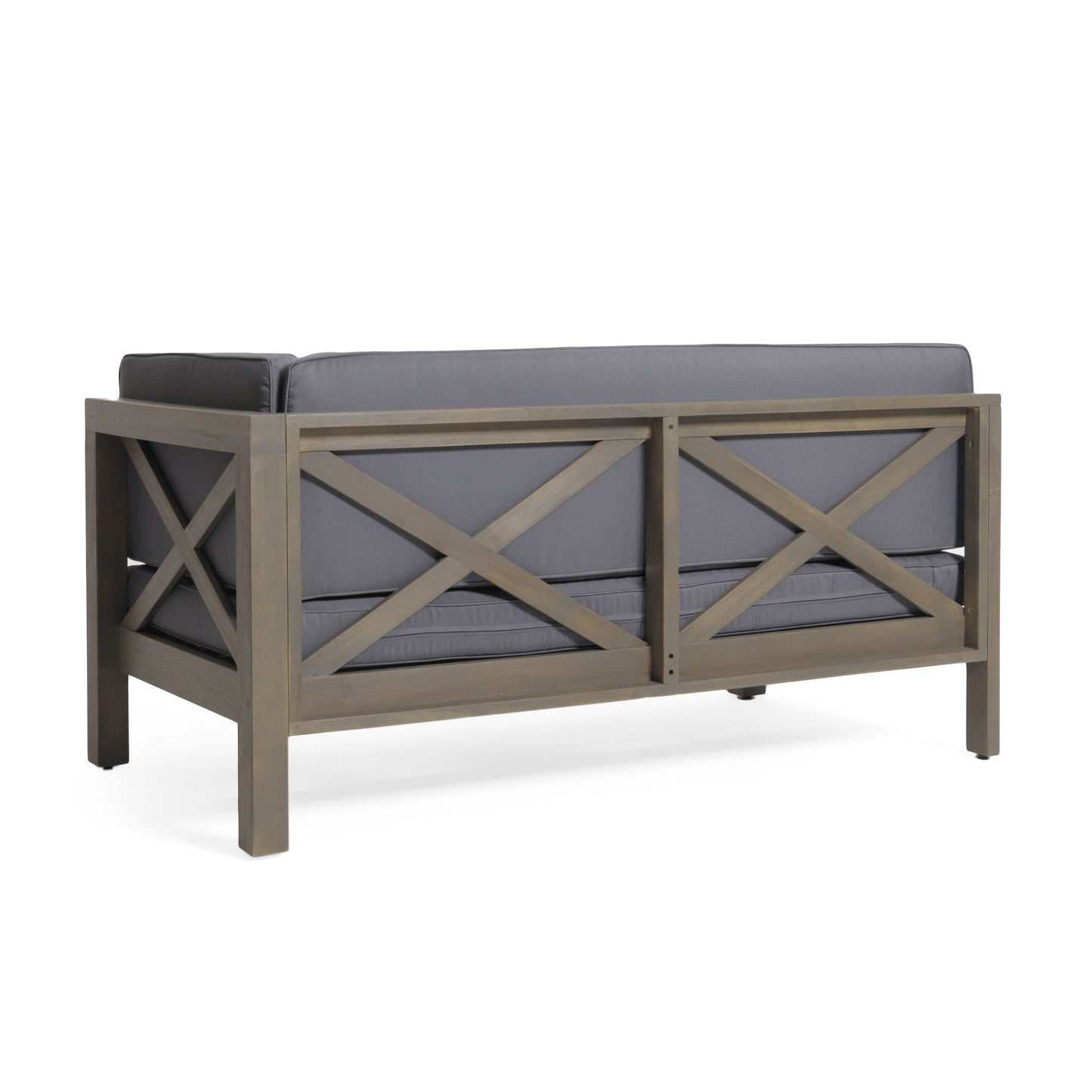 Brava - X Back Right Corner Bench (Set of 2) With Water Resistant Cushions - Dark Gray