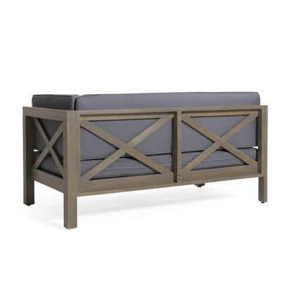 Brava - X Back Right Corner Bench (Set of 2) With Water Resistant Cushions - Dark Gray