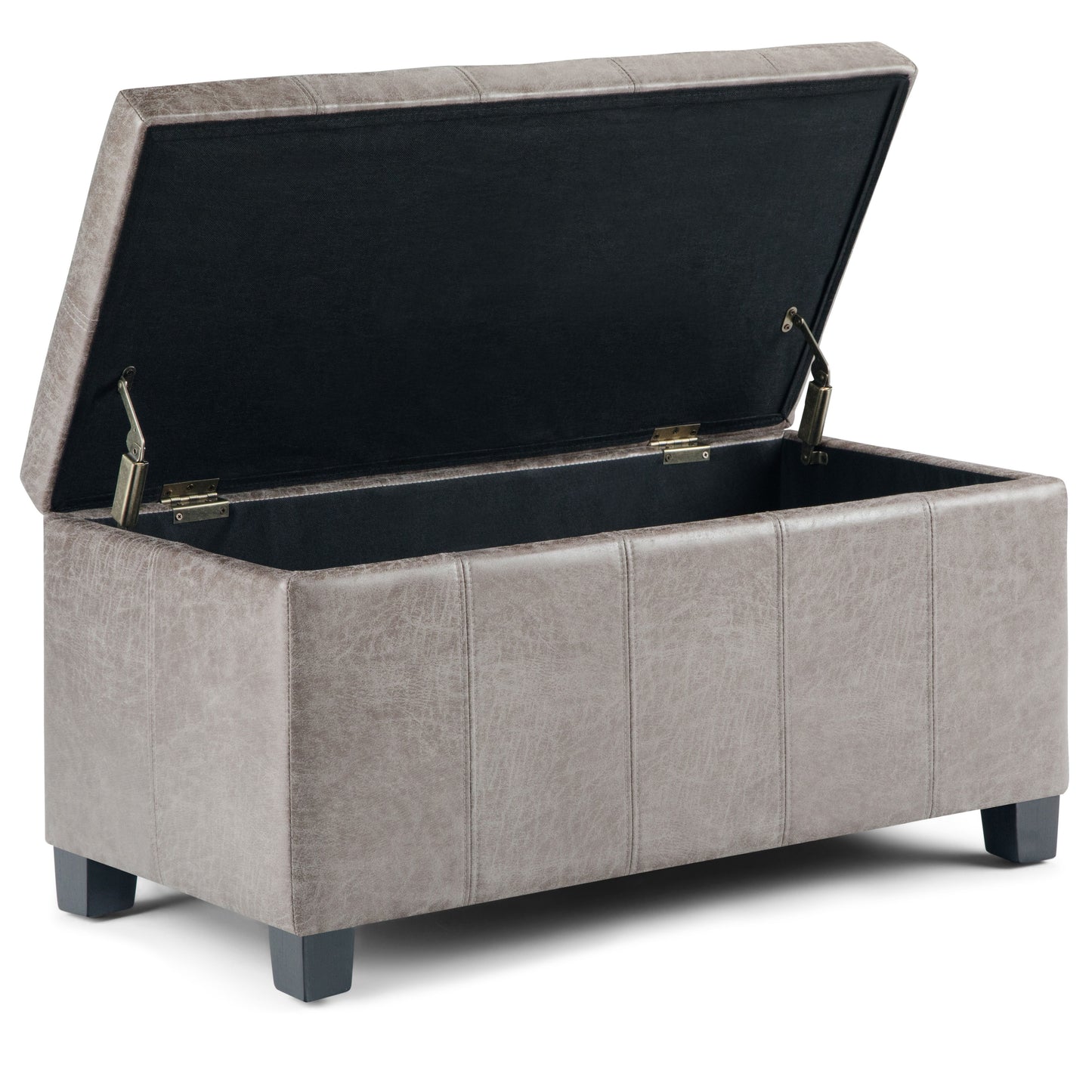 Dover - Storage Ottoman Bench - Distressed Gray Taupe