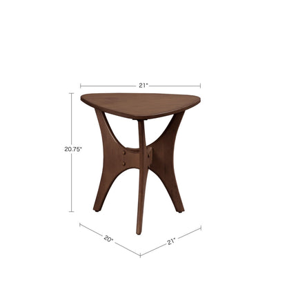 Mid - Century Triangle Wood Side Table - Pecan