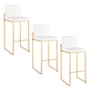 Fuji - Contemporary High Back Barstool (Set of 3) - Gold / White