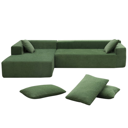 Modular Sectional Living Room Sofa Set, Modern Minimalist Style Couch, Upholstered Sleeper Sofa Salon, 2 Piece Free Combination, L-Shape - Green
