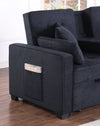 Cody II - Woven Fabric Convertible Sleeper Loveseat With Cup Holder, Charging Ports, Side Pocket, and Pocket Coil Seating - Dark Gray