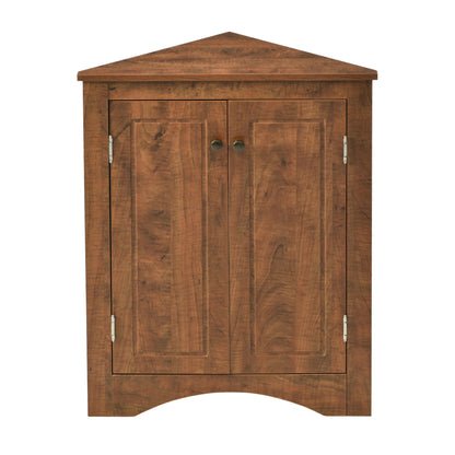 Triangle Bathroom Storage Cabinet With Adjustable Shelves, Freestanding Floor Cabinet For Home Kitchen - Brown