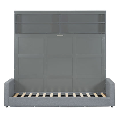 Queen Size Murphy Wall Bed With Sofa - Gray