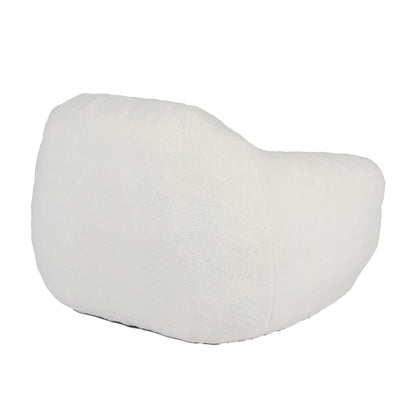Giant Bean Bag Chair For Adults, Spacious Memory Foam Bean Bag Sofa With Armrests Teddy Fabric, Comfy Seating For Living Room Or Bedroom - Off White