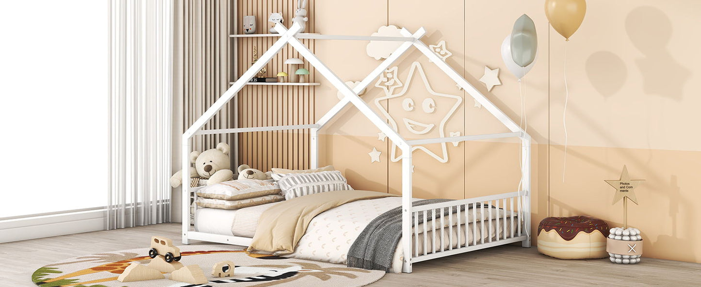 Full Size House Bed - White