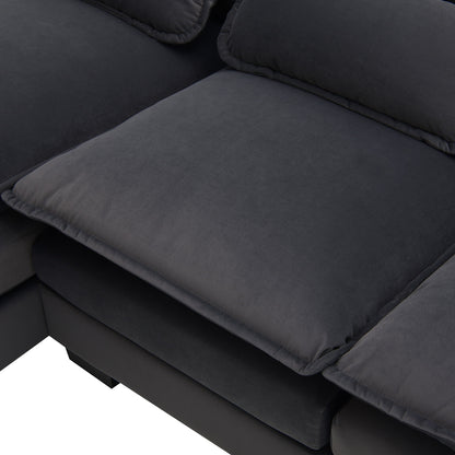Modern U-Shaped Sectional Sofa With Waist Pillows, 6 Seat Upholstered Symmetrical Sofa Furniture, Sleeper Sofa Couch With Chaise Lounge - Gray