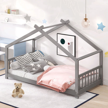Twin Size Playhouse Design Bed - Gray