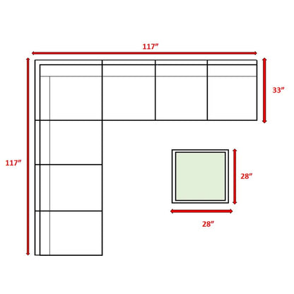 6 Person Seating Set With Cushions - Brown / Gray