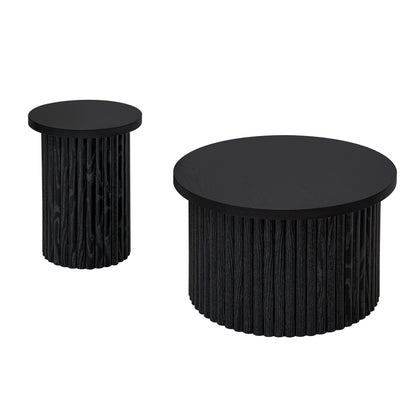 Coffee Table (Set of 2), Round Coffee Table, Modern Side Tables Accent End Table For Living Room - Black