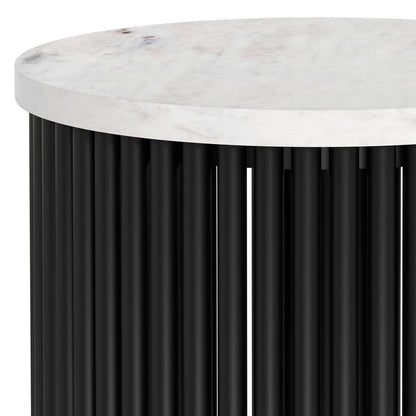 Demy - Metal Accent Table - White Marble / Black