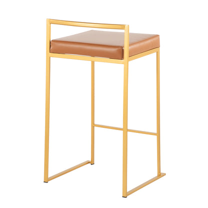 Fuji - Contemporary Stackable Counter Stool (Set of 2) - Gold / Camel