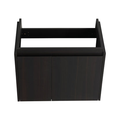 Modern 24" Bathroom Vanity With Ceramic Basin, Wall Mounted Sink Combo Cabinet - Black