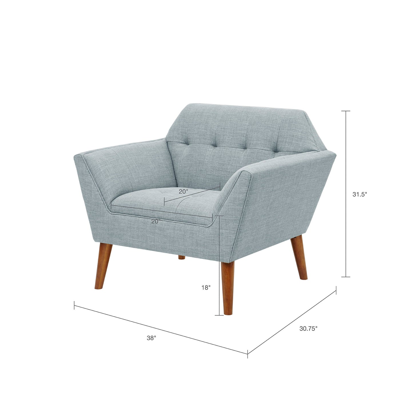 Lounge Chair With Button Tufting - Light Blue