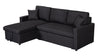 Paisley - Linen Fabric Reversible Sleeper Sectional Sofa With Storage Chaise - Black