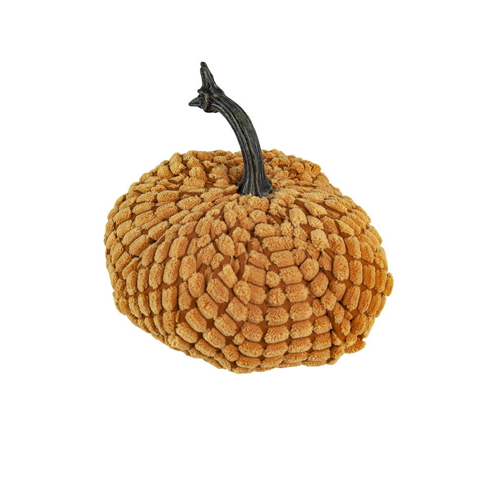 Chenille Weighted Pumpkin Ornament Decor For Holiday Harvest Festival Fall Festival & Thanksgiving (Set of 2) - Orange