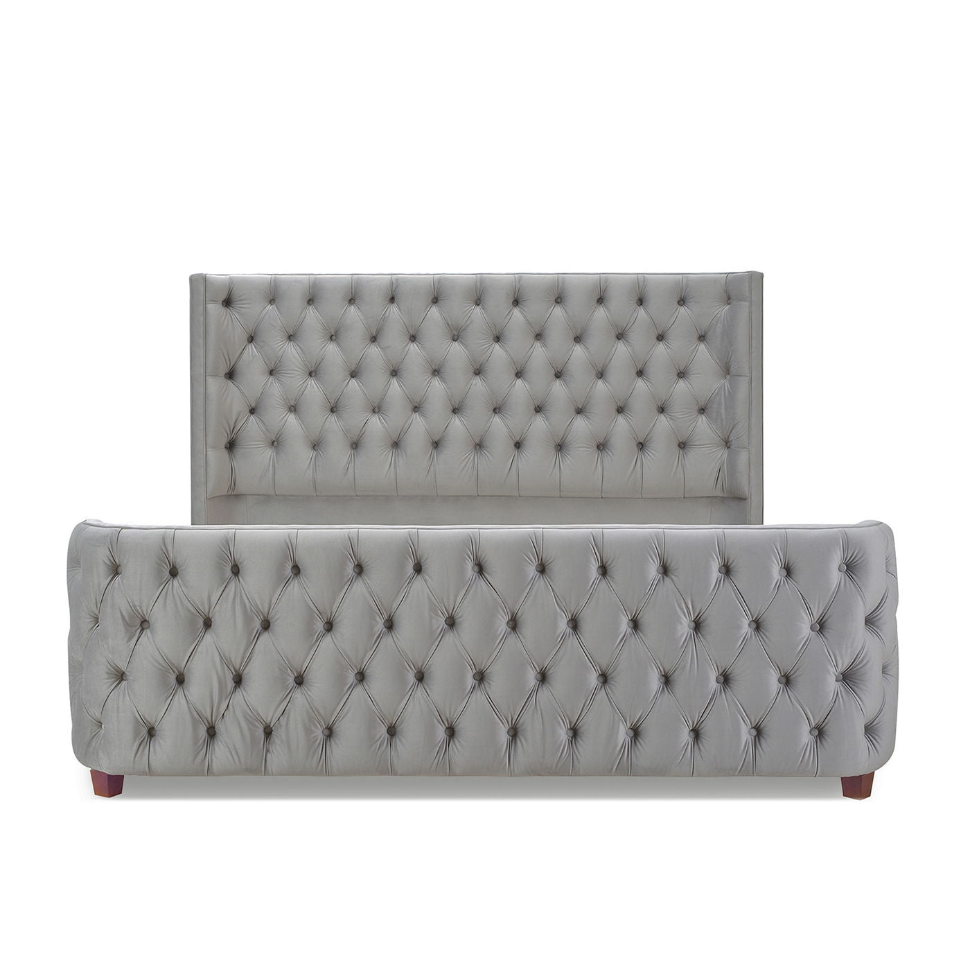 Brooklyn - King Tufted Panel Bed Headboard And Footboard Set - Opal Gray