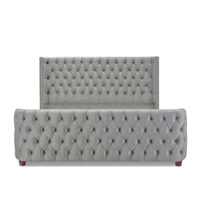 Brooklyn - King Tufted Panel Bed Headboard And Footboard Set - Opal Gray