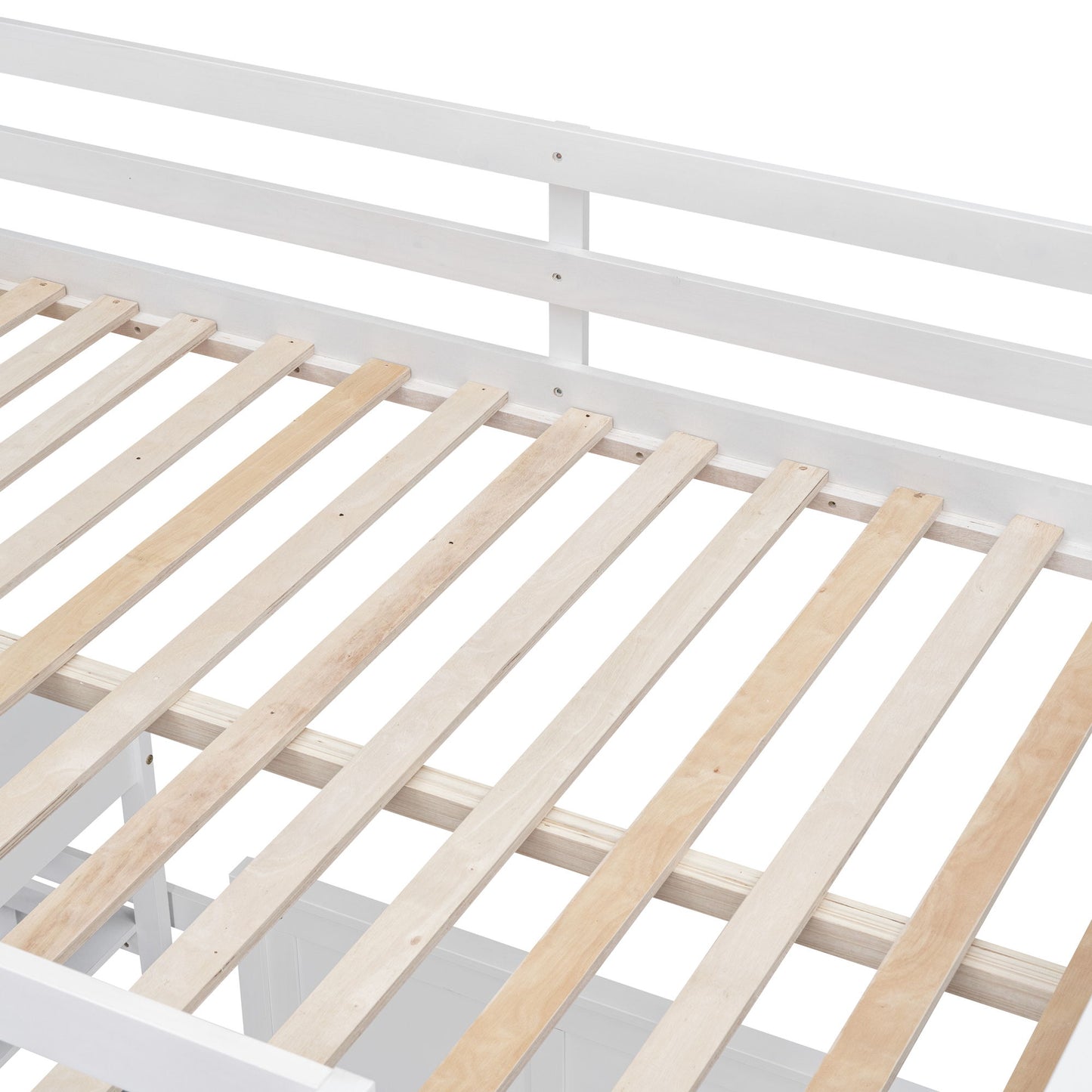 Full Over Full Bunk Bed With Desk - White
