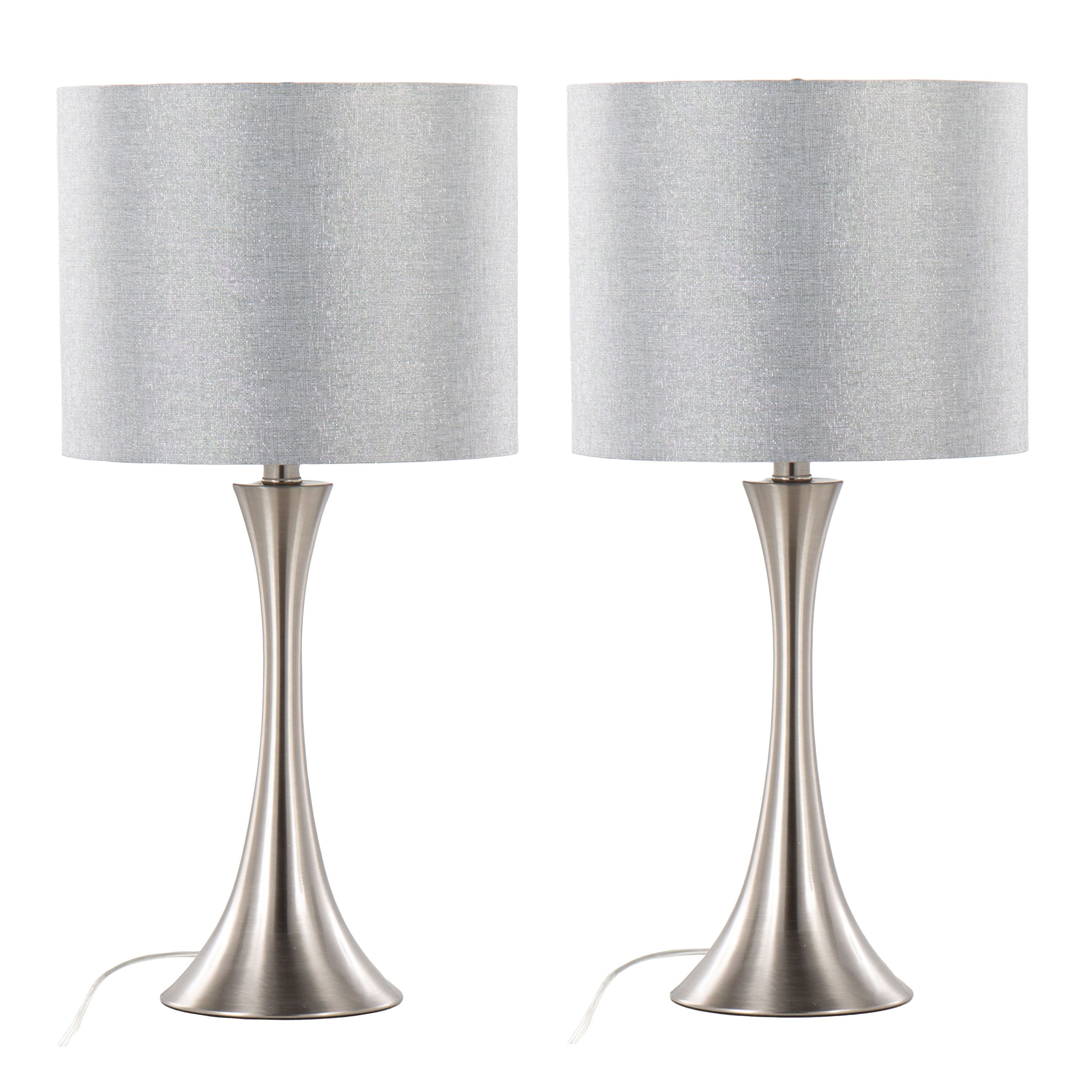 Lenuxe - Contemporary Table Lamp (Set of 2) - Nickel / Gray Sparkly / Silver Metallic Threading