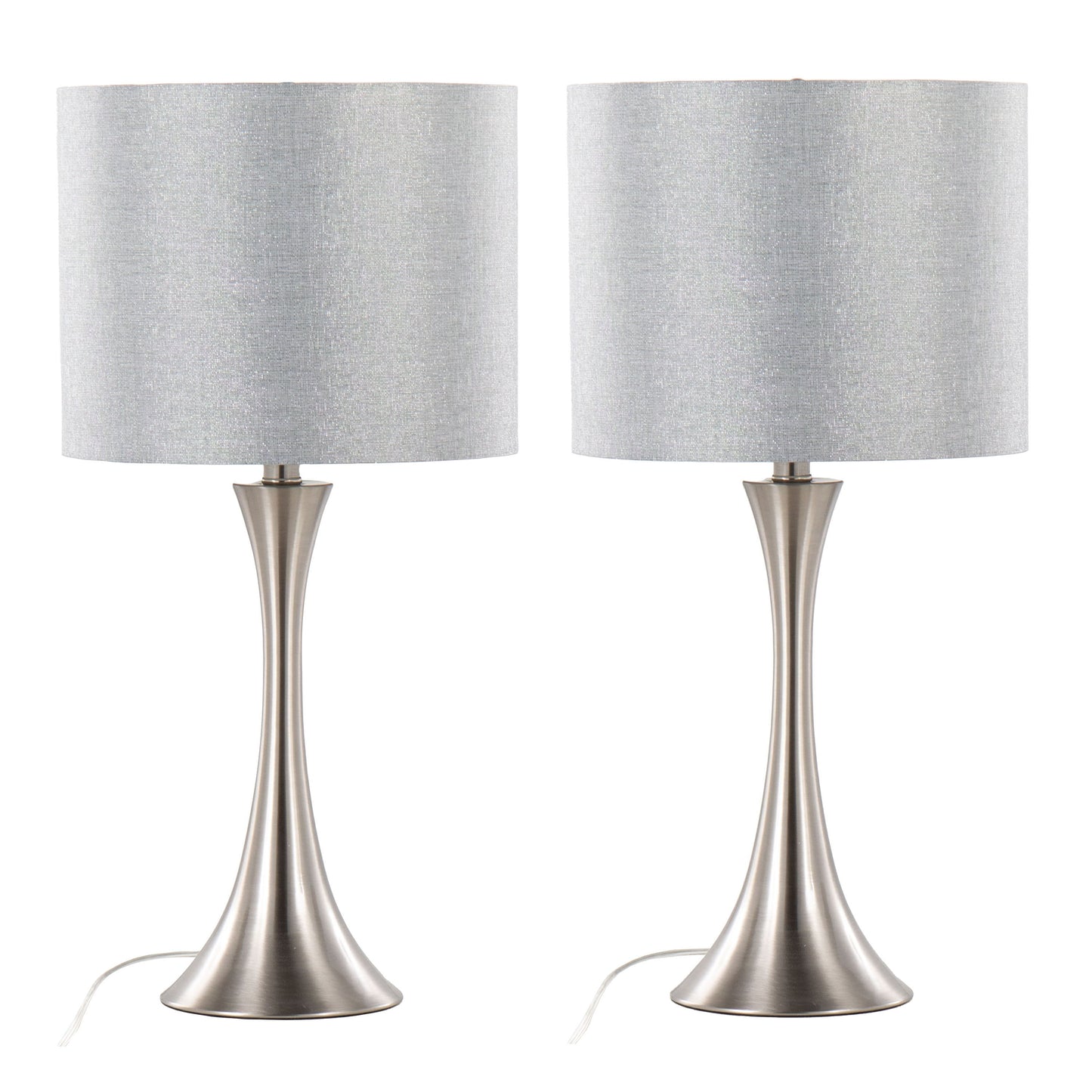 Lenuxe - Contemporary Table Lamp (Set of 2) - Nickel / Gray Sparkly / Silver Metallic Threading