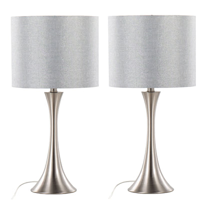 Lenuxe - Contemporary Table Lamp (Set of 2) - Nickel / Gray Sparkly / Silver Metallic Threading