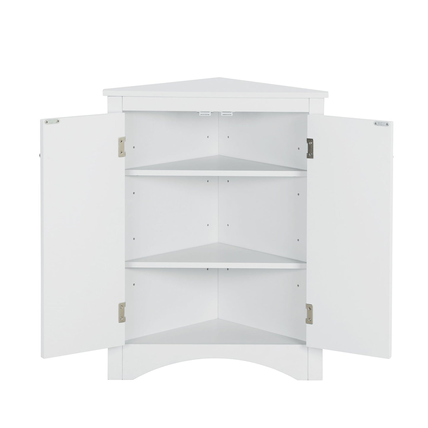 Triangle Bathroom Storage Cabinet With Adjustable Shelves, Freestanding Floor Cabinet For Home Kitchen - White