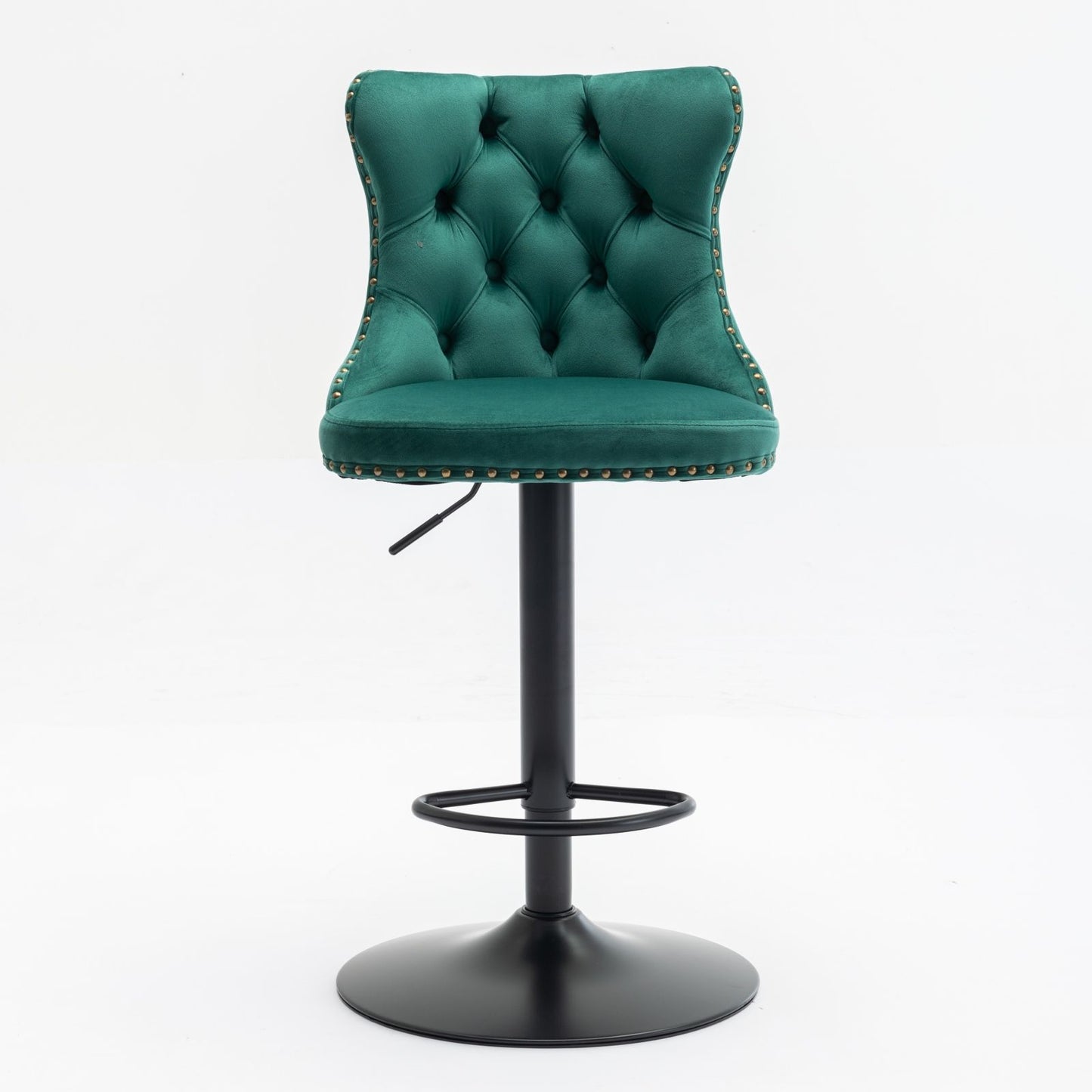 Swivel Velvet Barstools Adjusatble Seat Height, Modern Upholstered Bar Stools With Backs Comfortable Tufted For Home Pub And Kitchen Island (Set of 2) - Green
