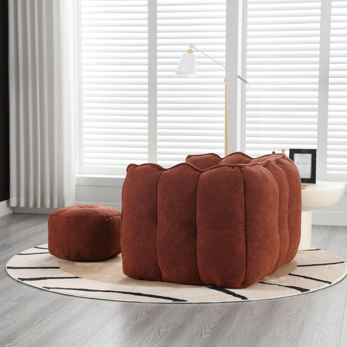Soft Bean Bag Chair With High Resilient Foam (Chips) - Red / Brown